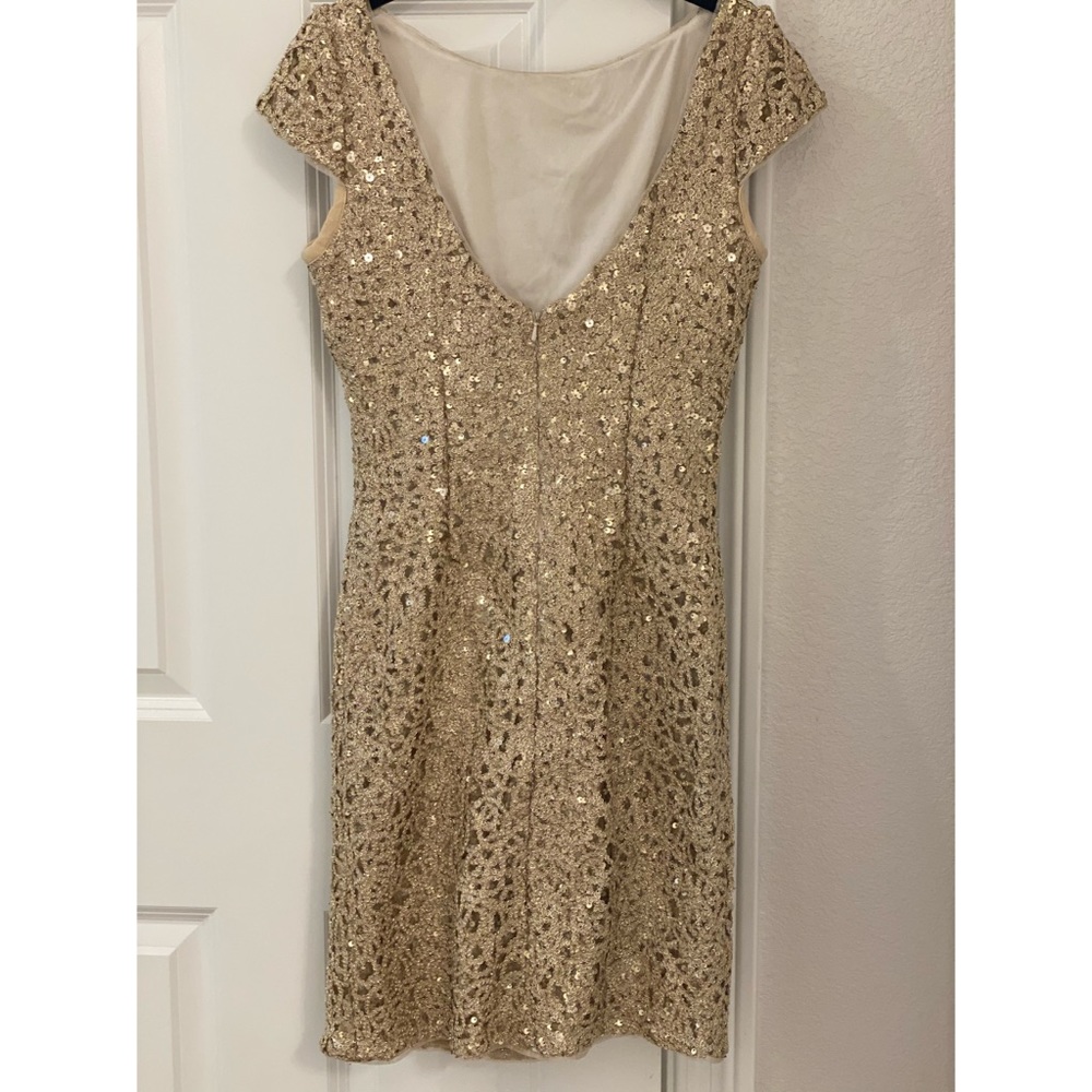 Adrianna Papell Gold Sequined Dress